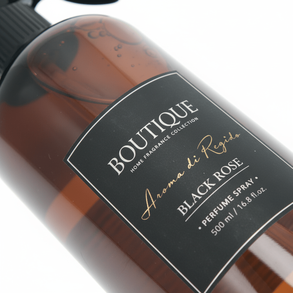 Romspray duft 500 ml i brun flaske med sort sprayhode