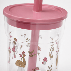 Barneglass med sugerør rosa Mio 250 ml - Lindas Dekor