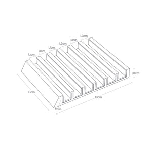 Svart enhetsstativ med seks spor for mobiltelefoner og tablets