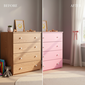 Rosa møbelfolie – oppgrader kommode fra tre til pastell uten maling