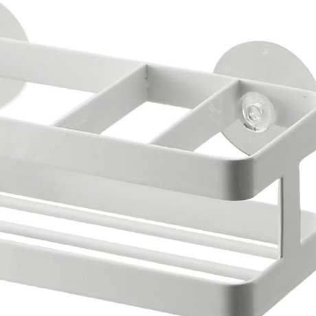 Hvit sink organizer med sugekopp for ryddig og funksjonell kjøkkenvask