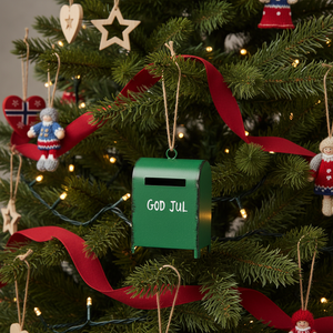 Lille julepostkasse til juletre med nostalgisk udtryk