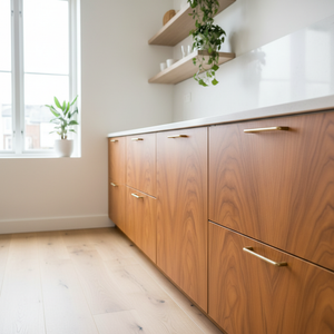 Premium valnøtt kontaktplast på kjøkkenskap