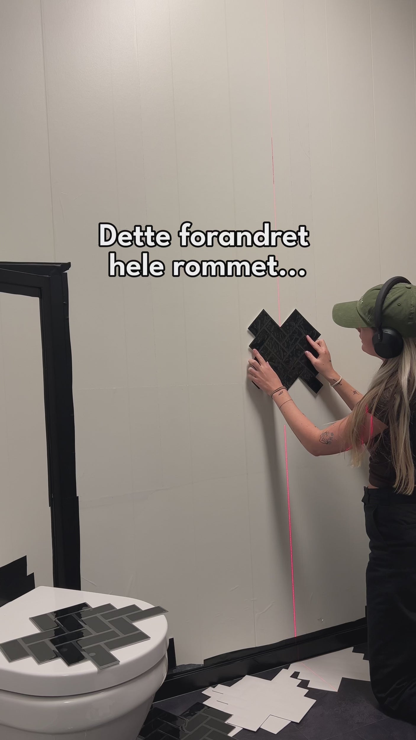10-pk Sort fiskebein selvklebende veggfliser