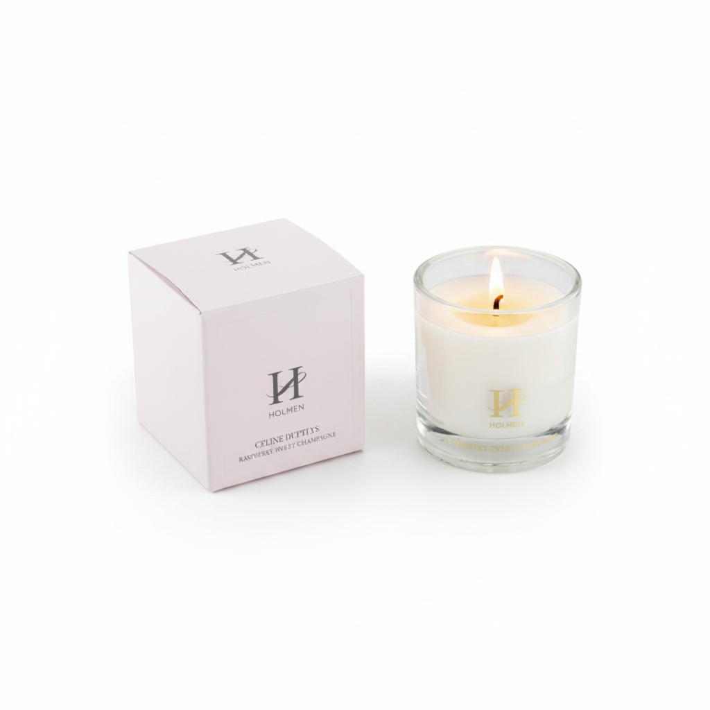 Duftlys Raspberry Champagne 140 g i glass fra Holmen