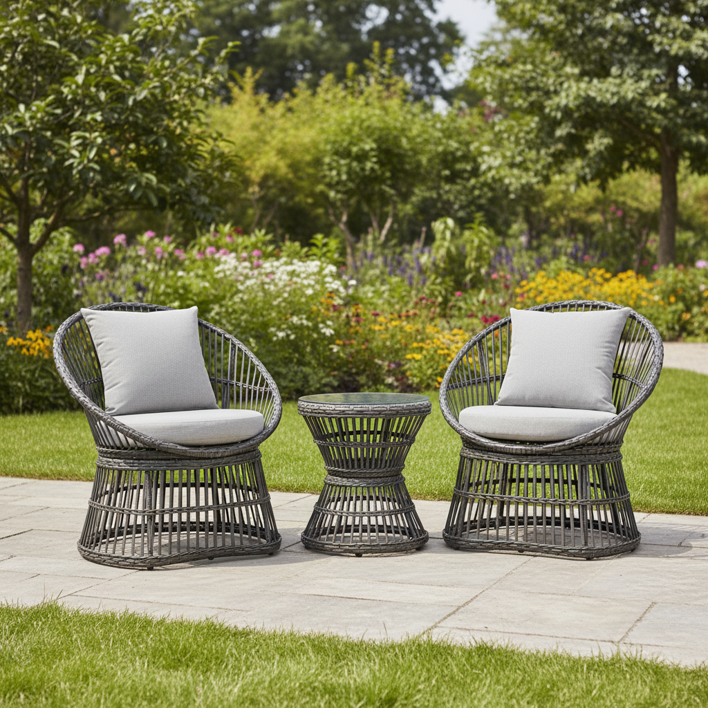 Natal loungegruppe til hage og balkong med kompakt bord i midten