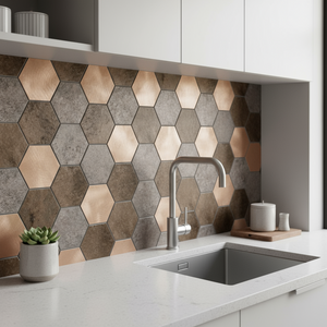 Vareprøve: Bente hexagon selvklebende veggfliser