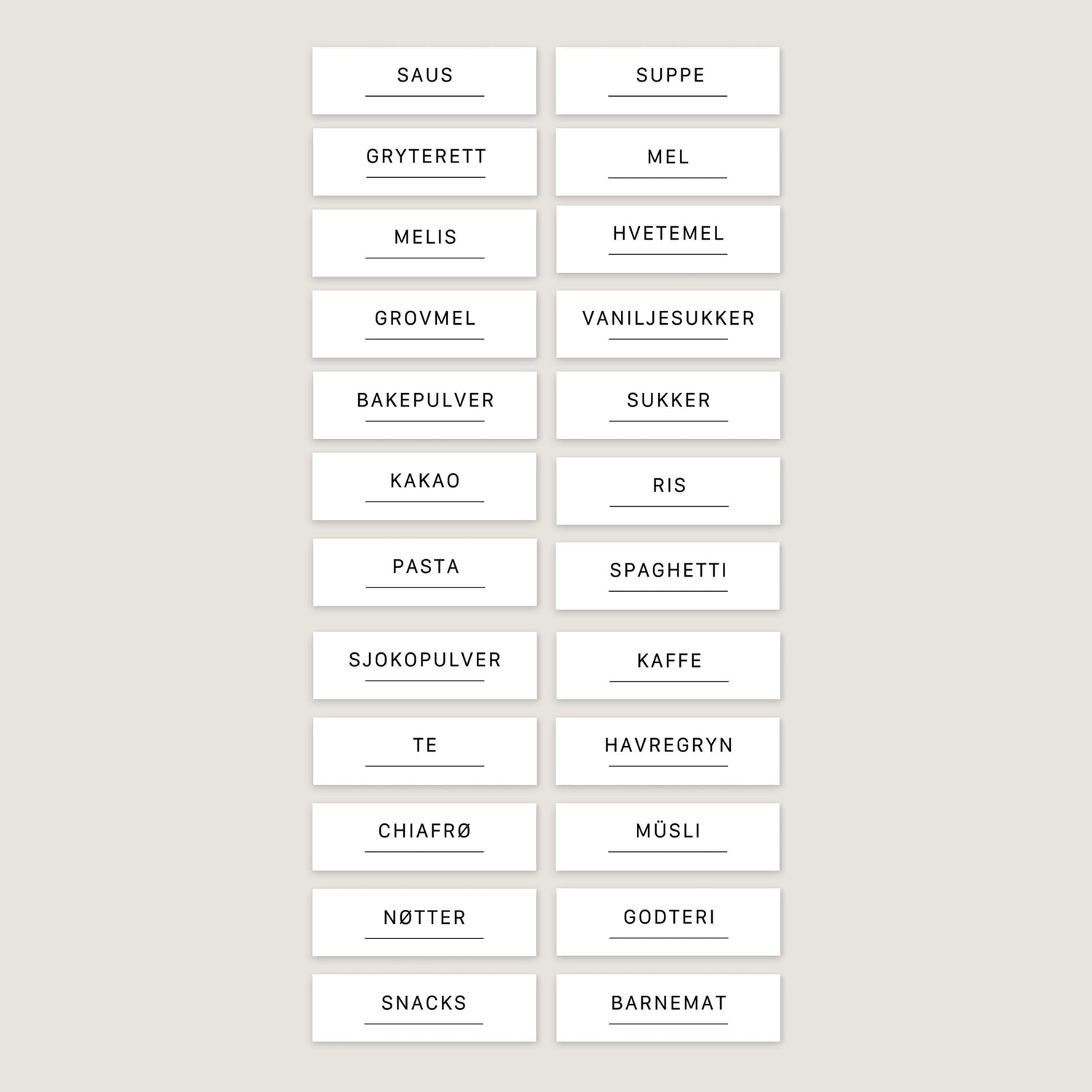 24-pack etiketter för torrvaror