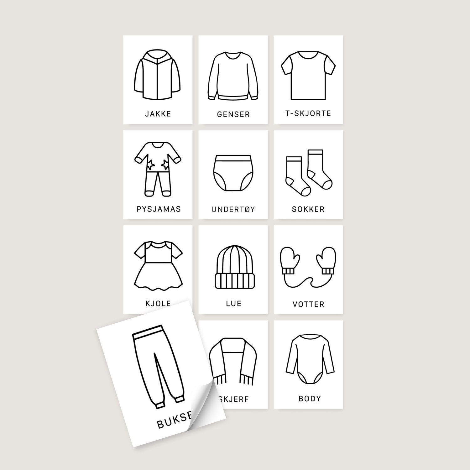 Etiketter barneklær 12-pk for merking av klær til barnehage og skole