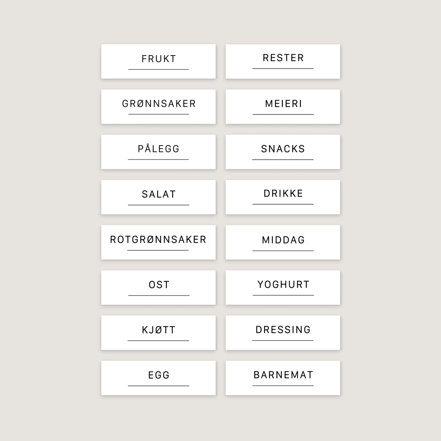 Etiketter kjøleskap 16-pk for merking og organisering av mat i kjøleskapet