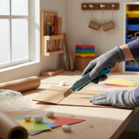 Startpakke til folie med kniv og foliesletter på hvit bakgrunn