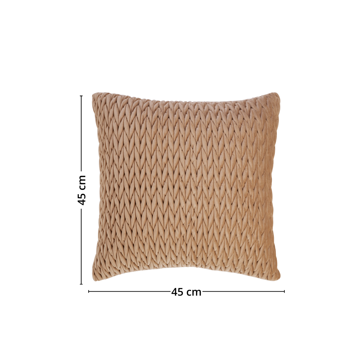 Putetrekk flettet velur beige 45 x 45 cm