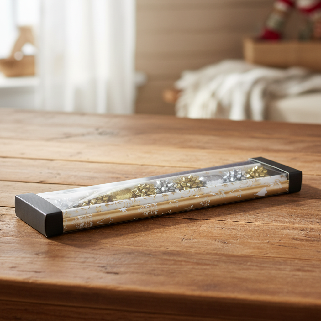 4-pk Gavepapirsett gull, blå, sølv