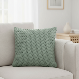 Putetrekk flettet velur grønn 45 x 45 cm