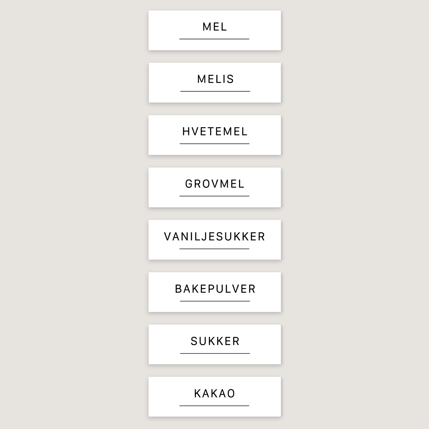 8-pack Etiketter torrvaror, bakning