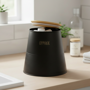 Box för diskmedel, svart metall