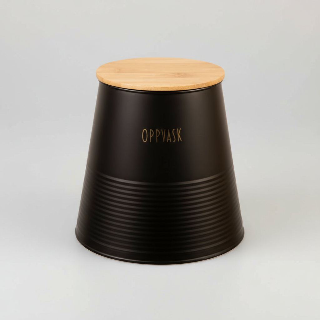 Box för diskmedel, svart metall