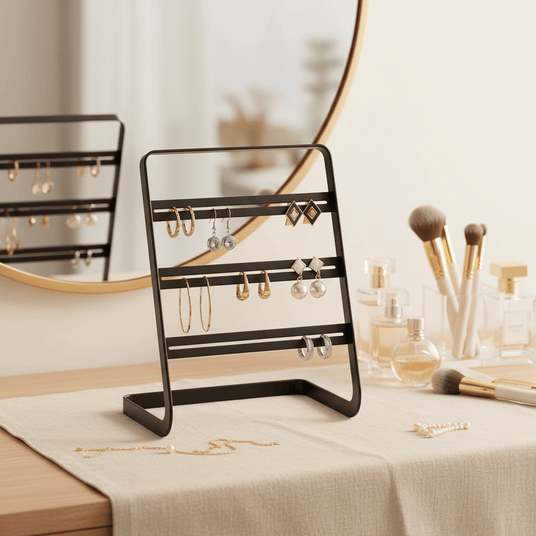 Øredobbstativ sort 3 nivåer stål 15 x 19,7 cm - Lindas Dekor