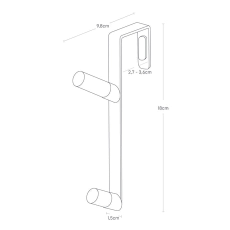 Over døren krok med to knagger til gang og bad