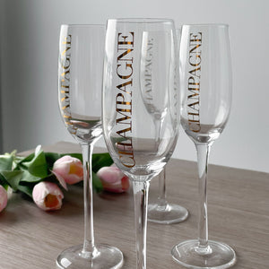 Champagneglas, transparent/guld