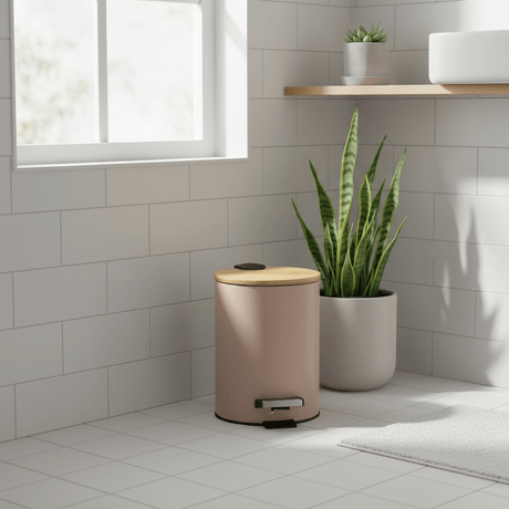 Søppelbøtte 3 liter metall/bambus beige - Lindas Dekor Søppelbøtte