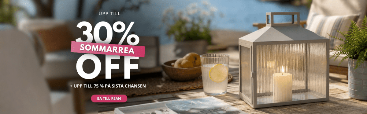 Sommarrea med upp till 30 procent rabatt på utvalda produkter för hem och inredning i nordisk utemiljö