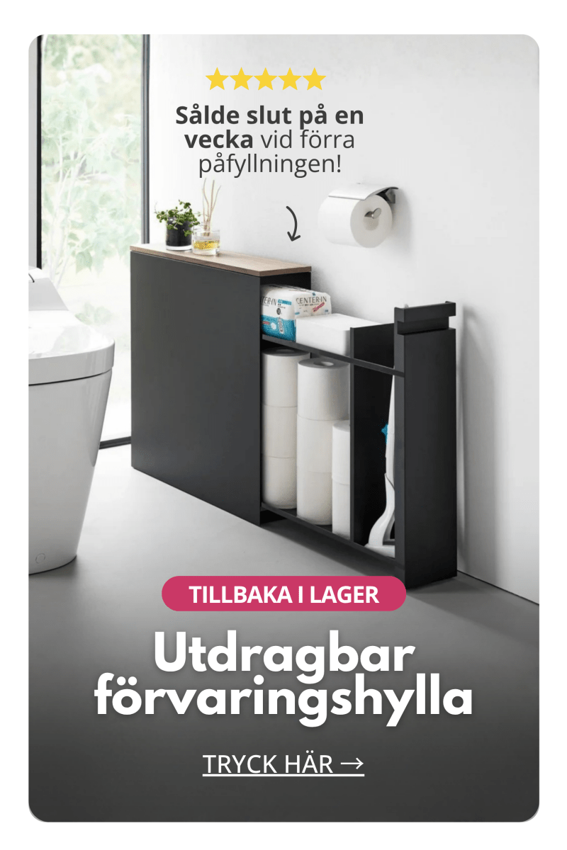 Utdragbar förvaringshylla för toalettpapper och badrumsartiklar med smart dold förvaring i modernt badrum