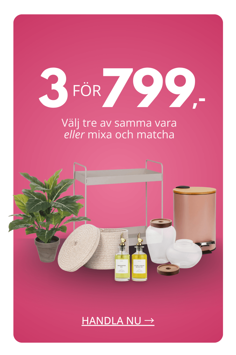 Mix och match erbjudande med förvaringsprodukter, köksdetaljer och heminredning till kampanjpris