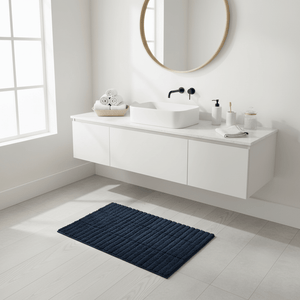 Badematte Tiles mørkeblå 80 x 50 cm - Lindas Dekor