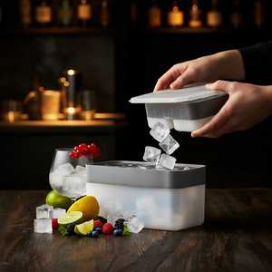 isbitform med lokk som hindrer søl