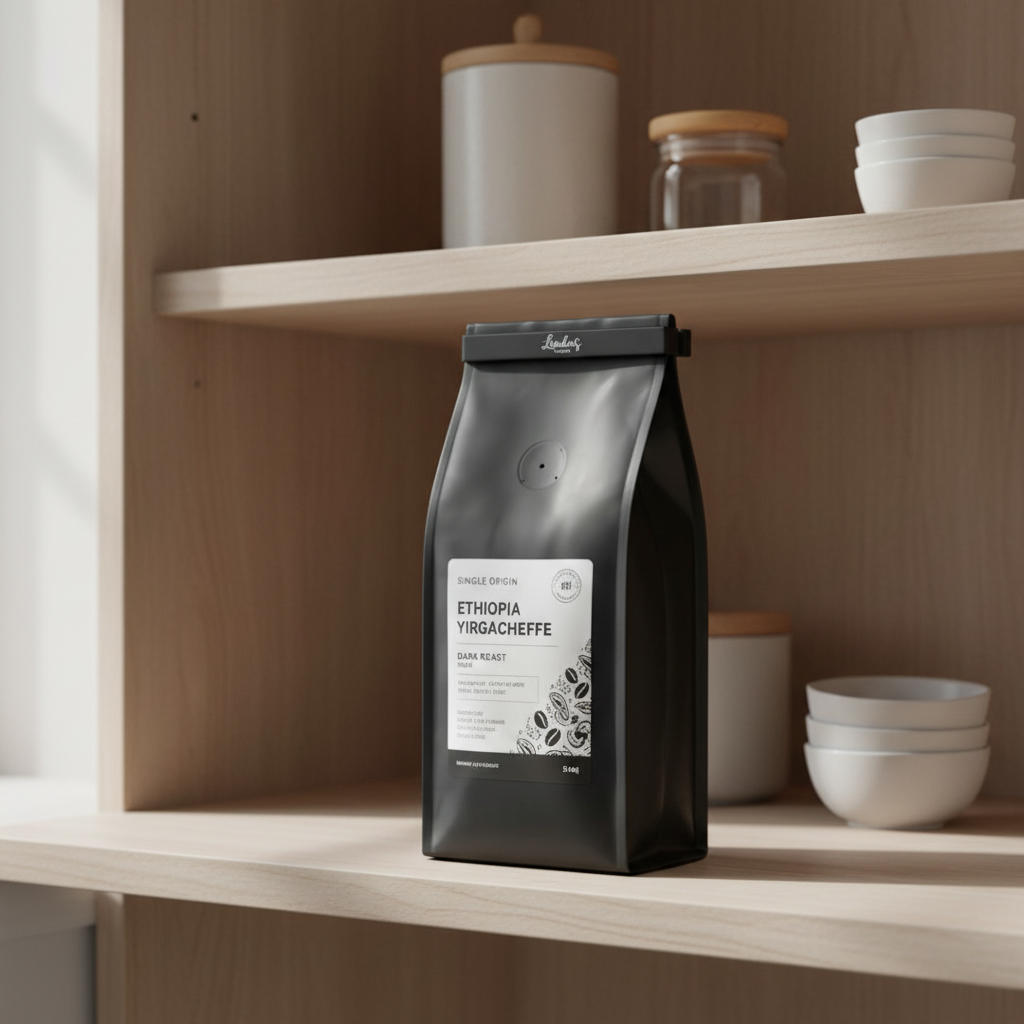 Lufttett poseklips som holder kaffe fersk lenger – stilren sort klips til kjøkkenet