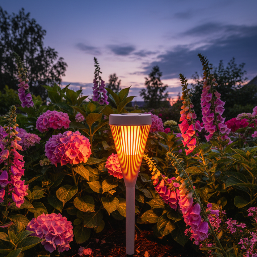 Solflammlampe blandt pinkeflorer