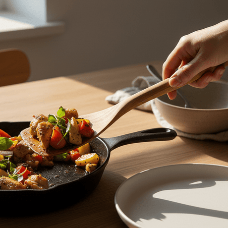 Spatel som serverar mat