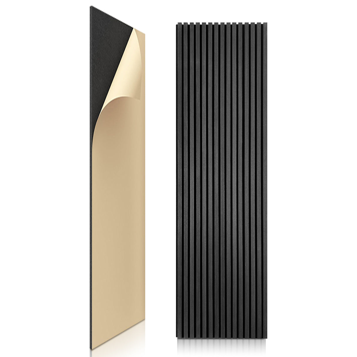 Selvklebende spileplater i mørk eik 60x240 cm – akustikkplater med lydabsorberende filt og enkel montering