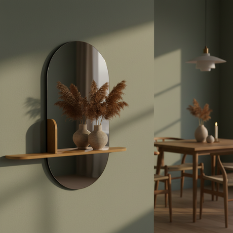 Barco speil med hylle brukt til dekor i gang og stue