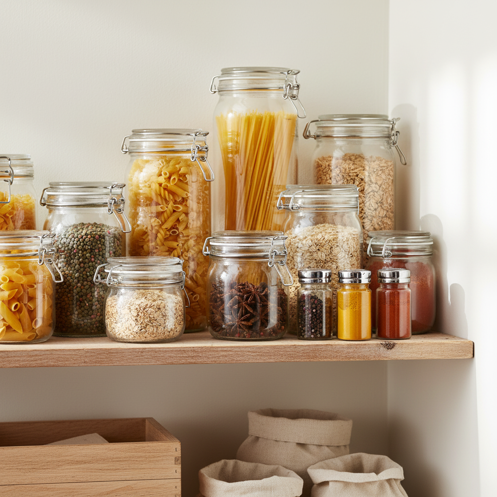 sylteglass brukt til tørrvarer og pasta