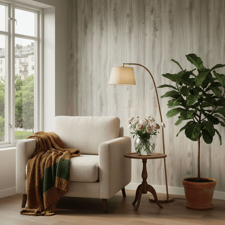 Premium Artico Oak kontaktplast med stilrent treverkspreg, subtile detaljer og lys skandinavisk eikefinish.