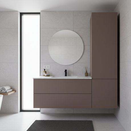 Taupe matt kontaktplast på baderom