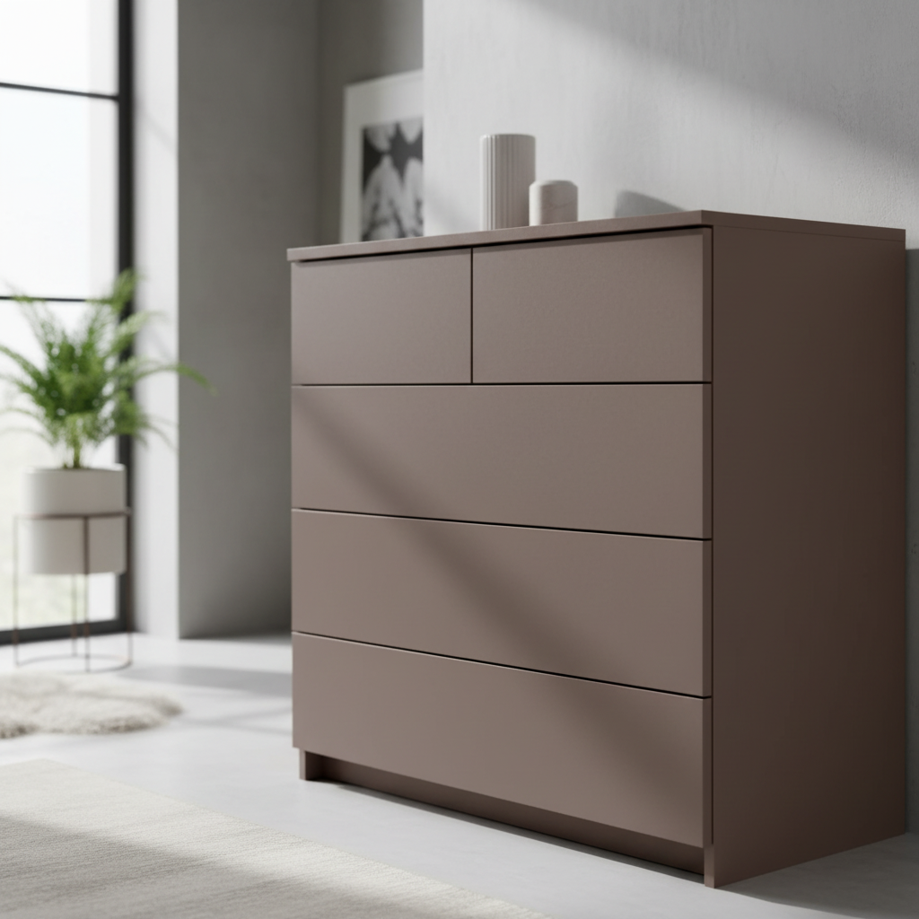 Taupe matt kontaktplast på kommode