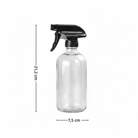 Klar sprayflaske i glass til rengjøringsmidler og plantepleie