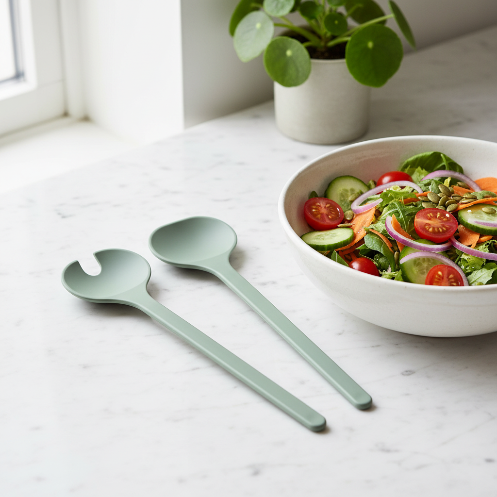 Utkast Salatskje og salatgaffel fra Mepal Silueta i matt Nordic sage