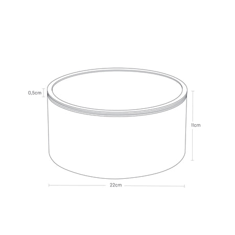 Rund sort oppbevaringsboks med stablebar design og ekstra høyde