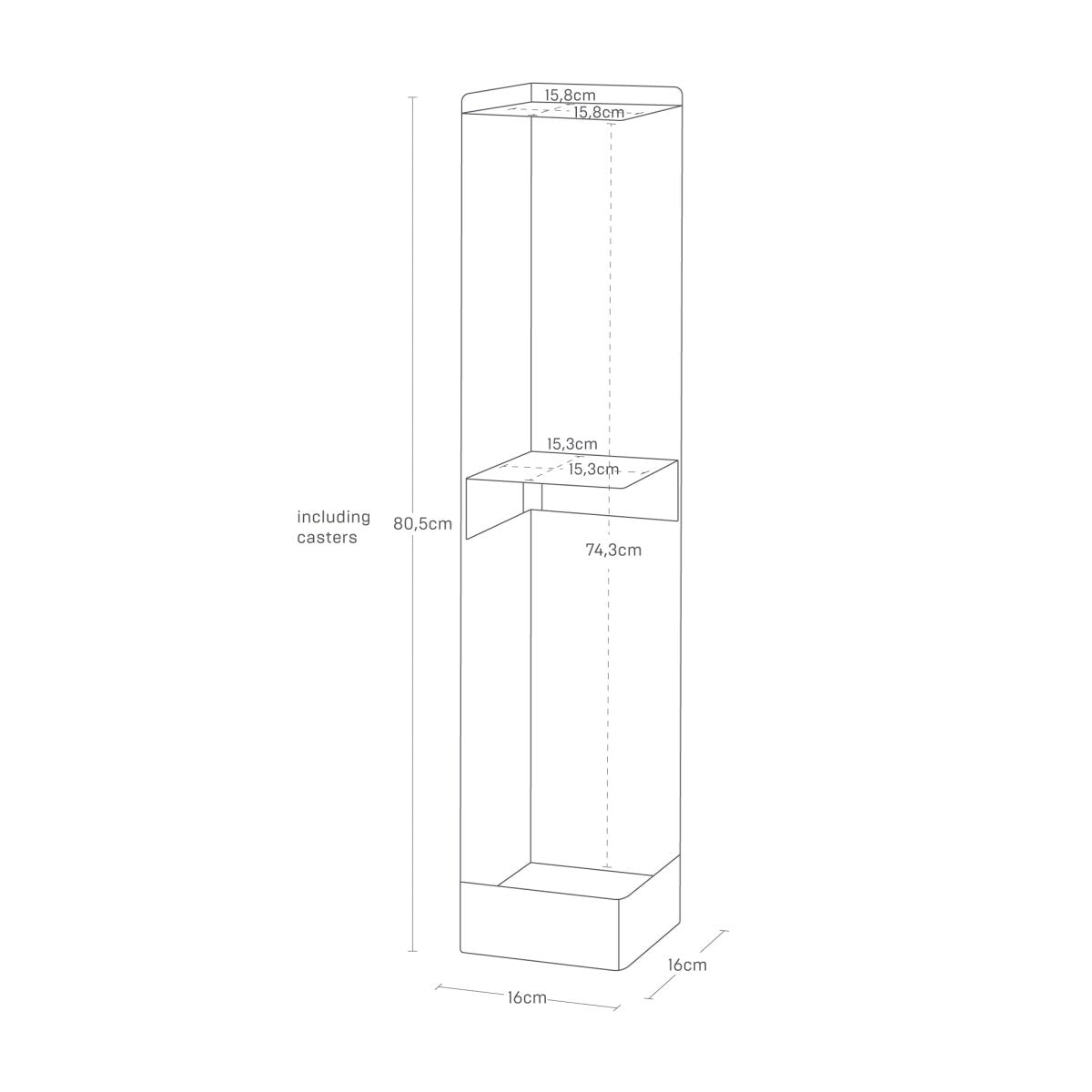 Diskré toalettpapirholder med hjul sort 80,5 cm - Lindas Dekor