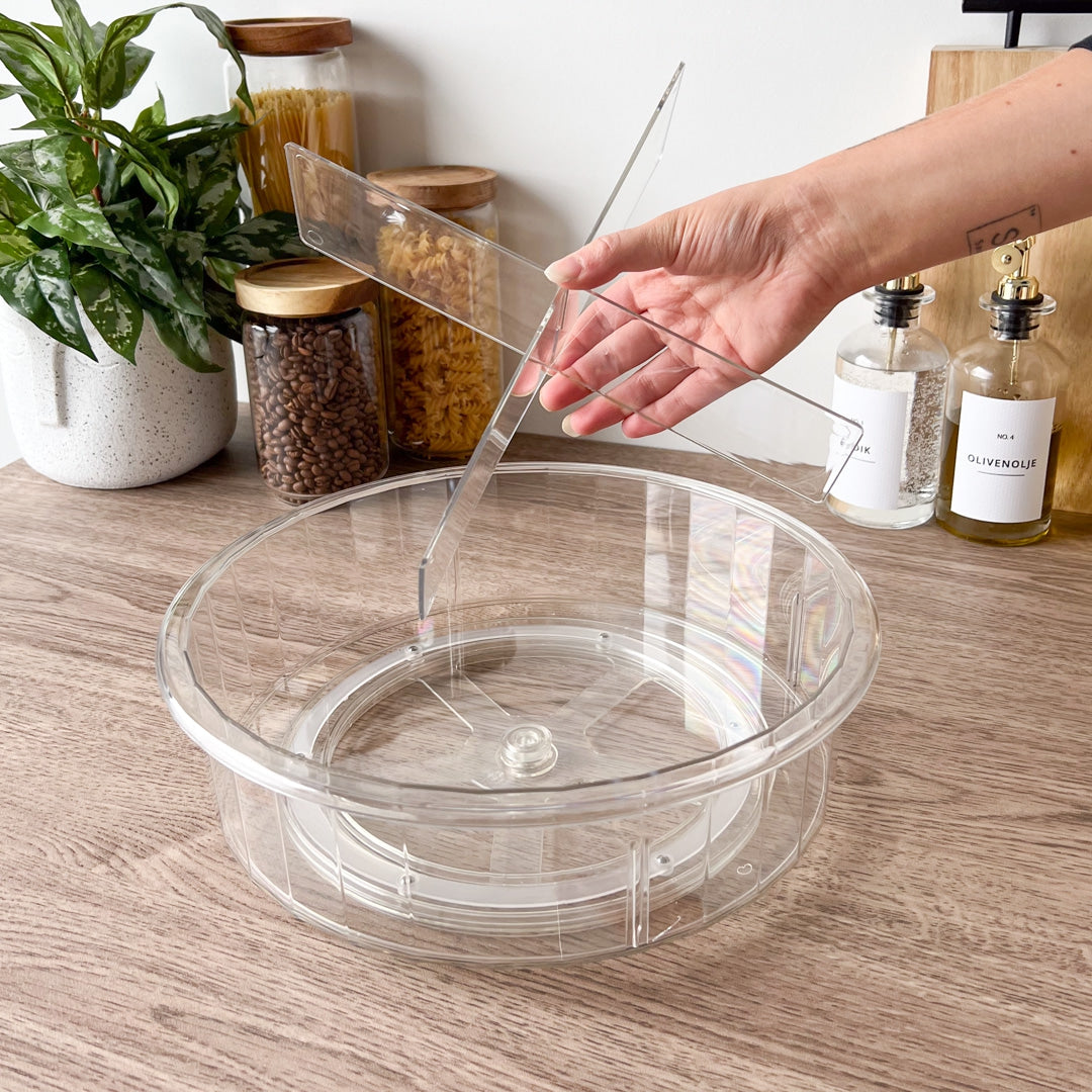 Skivspelare med hög kant, transparent