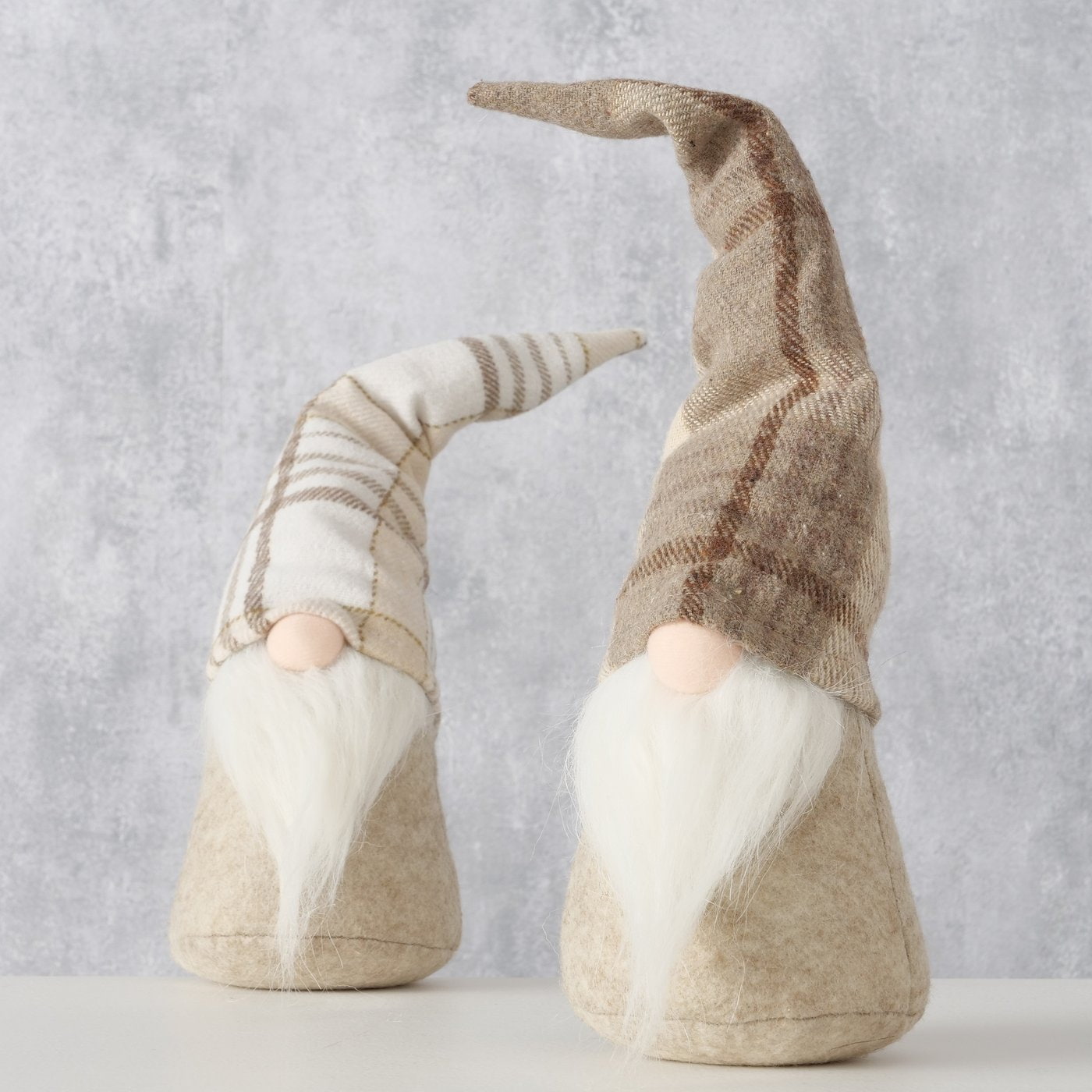 Tomtefigur Tartany vit, beige