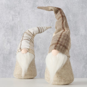 Tomtefigur Tartany vit, beige