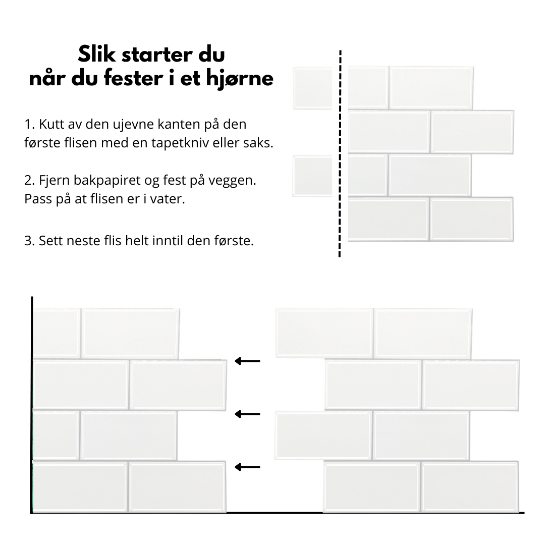 Subway vita självhäftande väggplattor